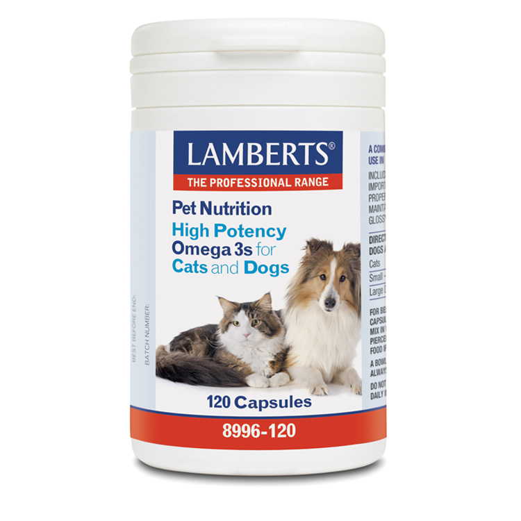 Lamberts Pet Nutrition High Potency Omega 3s for Cats and Dogs 120 Capsules